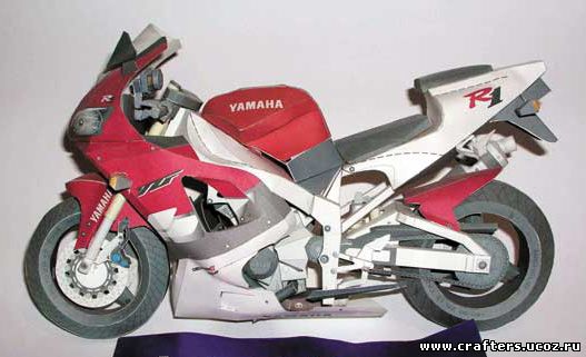 Модель мотоцикла Yamaha из убмаги паперкрафт pappercraft своими руками с помощью ножниц и клея бумага детские поделки скачать бесплатно